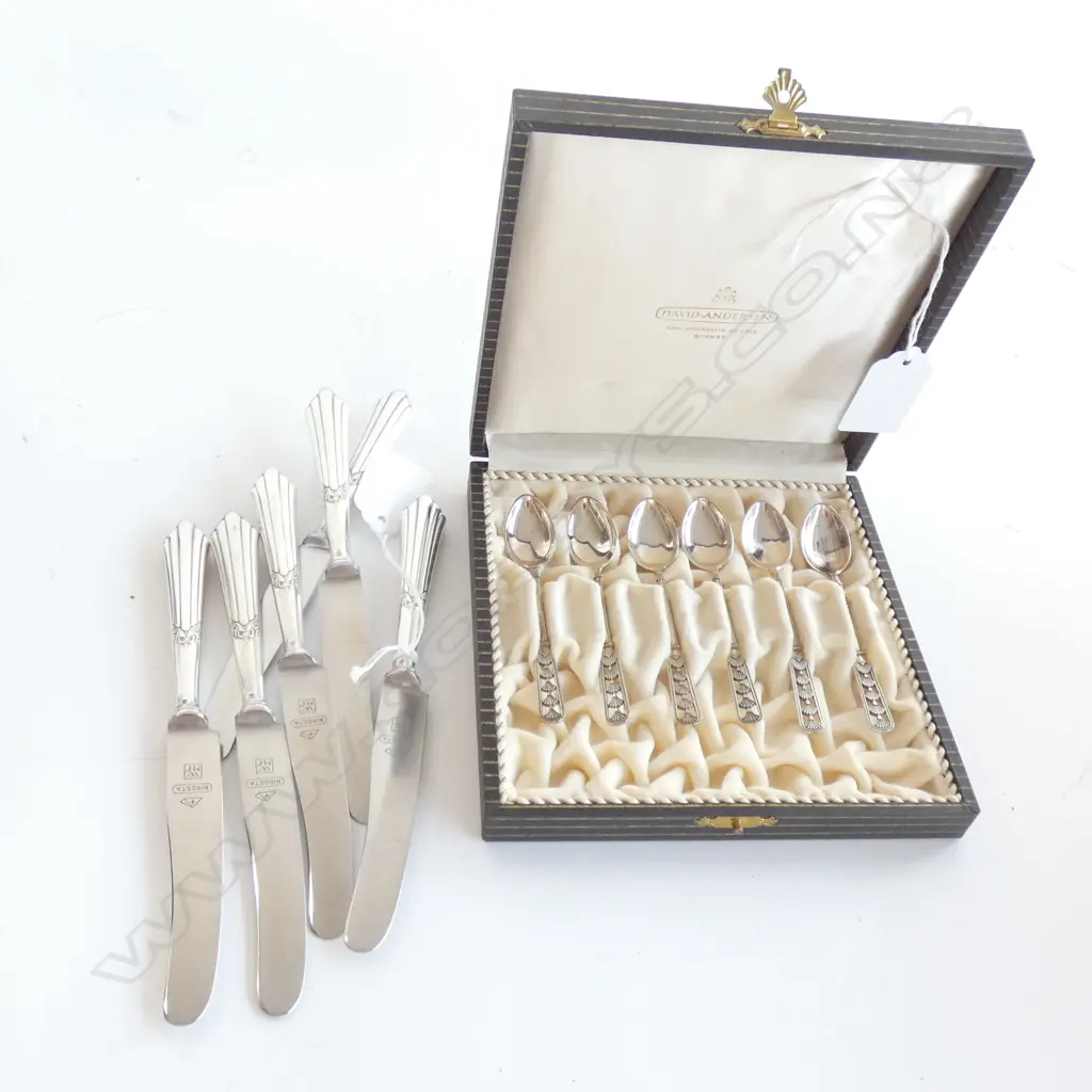 SIX WMF NIROSTA KNIVES & 6 CASED ART NOUVEAU COFFEE SPOONS  Image 1++