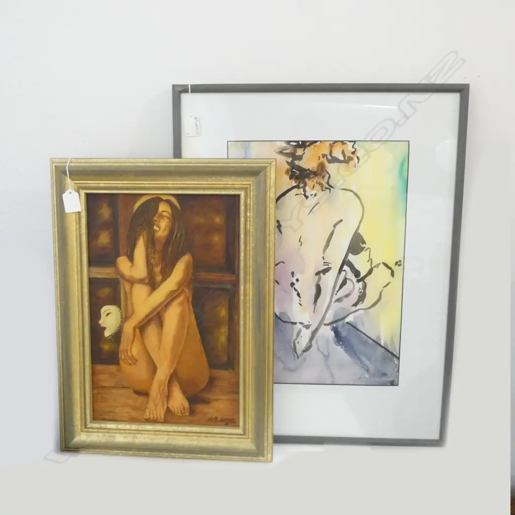 2 FEMALE NUDES; JOANNA NIMMIS & B. BURKE 405x290mm Image 1++