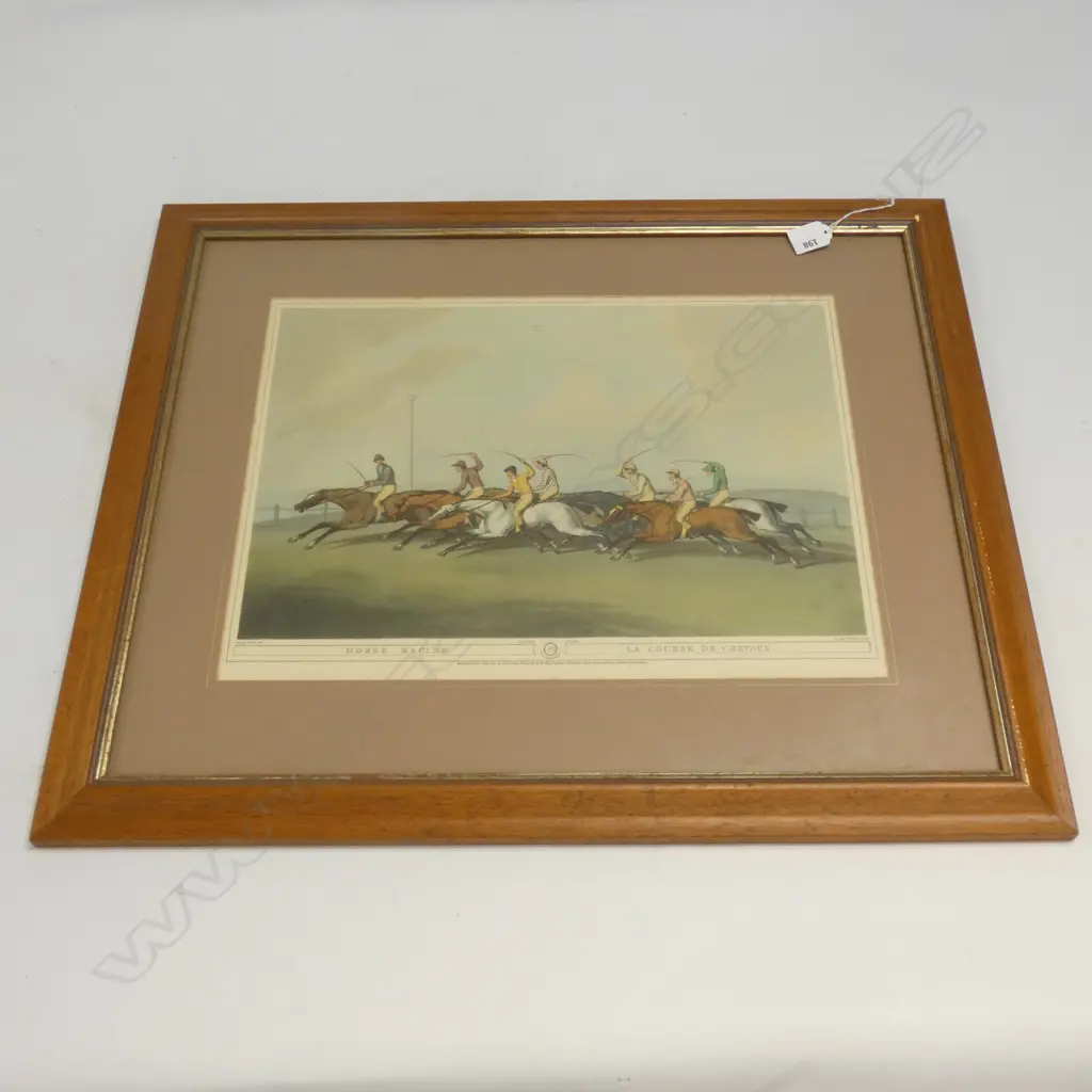 FRAMED OLD PRINT 'HORSE RACING 'LA COURSE DE CHEVAUX'  450 X 330MM Image 1++