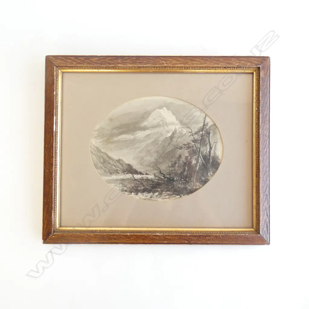 ATTRIBUTED Wm. MATTHEW HODGKINS  (1833-98) INK SKETCH, 'MT COOK' 160 x 205mm Image 1++