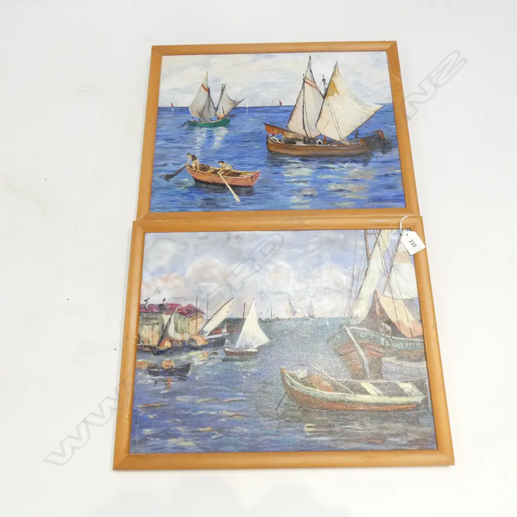 WRAY STEENSON ; PAIR UNTITLED OILS OF SMALL YACHTS. Image 1++