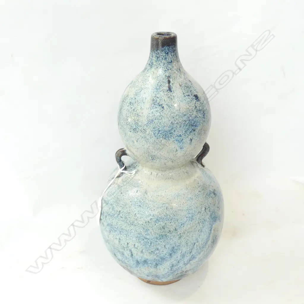 DOUBLE GOURD VASE BLUE GLAZE H.340mm Image 1++