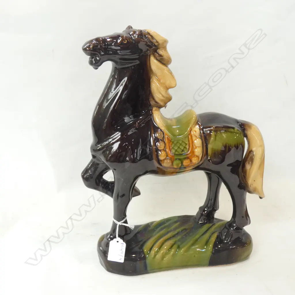 DARK SANCAI GLAZED HORSE H.360mm Image 1++