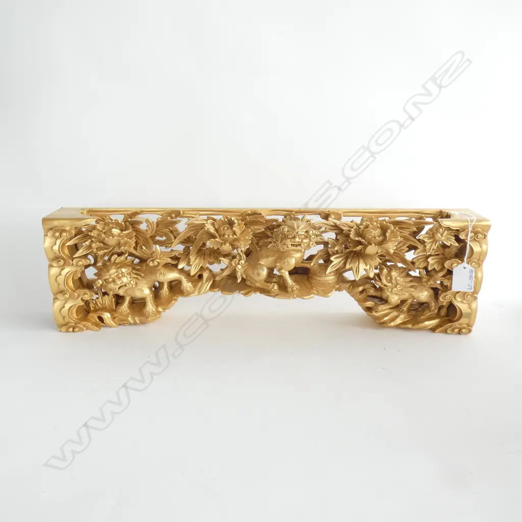 CAST & GILDED ACRYLIC & CEDAR ALTAR LINTEL  L. 535MM Image 1++