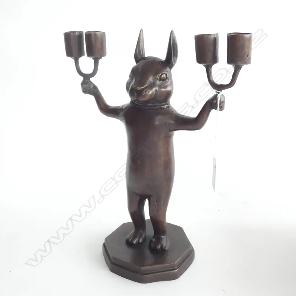 BRONZE BUNNY CANDLE HOLDERS H.280mm Image 1++