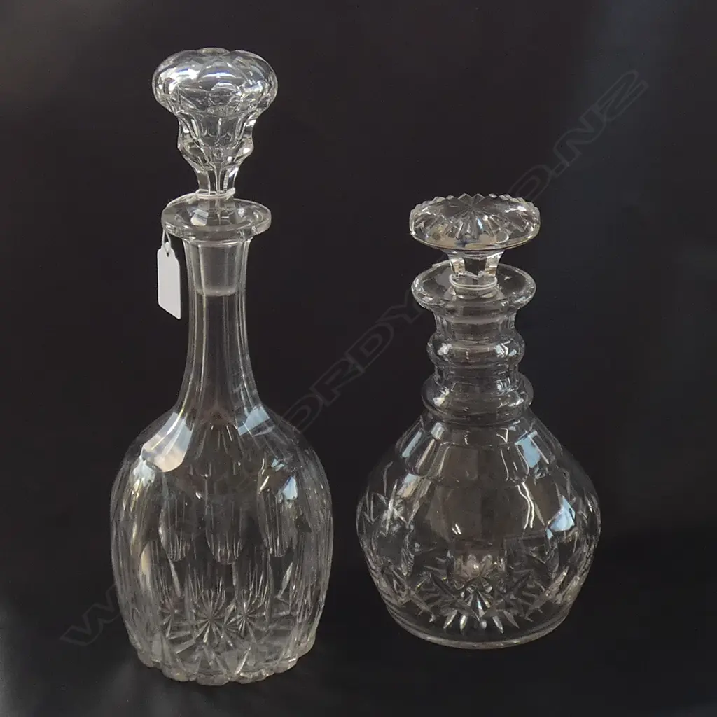 2 CRYSTAL DECANTERS; GEORGIAN STYLE & OTHER H.315mm Image 1++