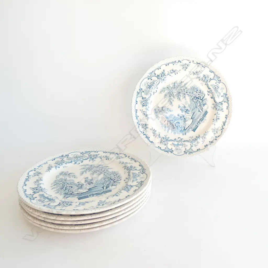 6 LG PLATES, MASONS IRONSTONE ROMANTIC PATTERN Image 1++