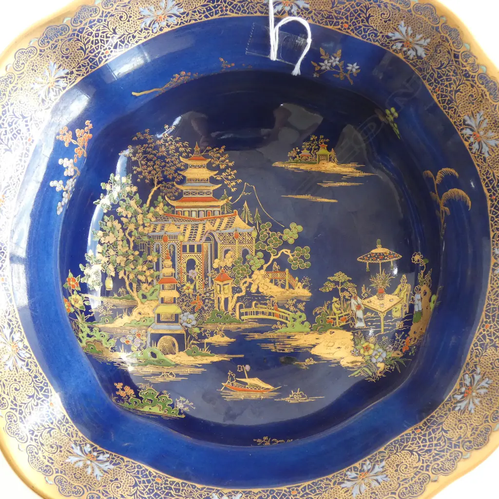LGE CARLTON WARE BLUE MIKADO FOOTED BOWL Dia.270mm Image 1++
