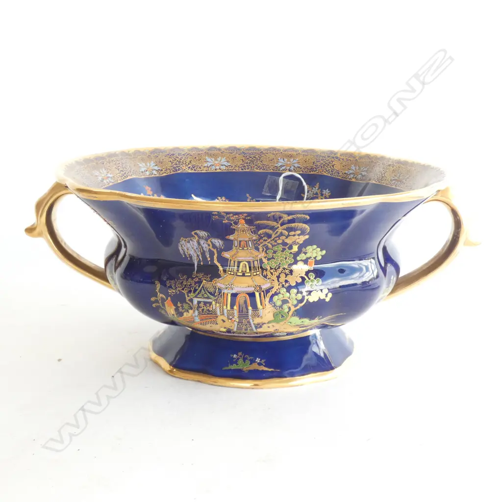 LGE CARLTON WARE BLUE MIKADO FOOTED BOWL Dia.270mm Image 1++