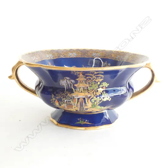 LGE CARLTON WARE BLUE MIKADO FOOTED BOWL Dia.270mm