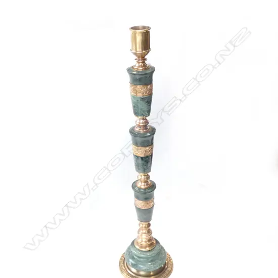 BRASS & JADE ALTER CANDLE STAND H.705mm.