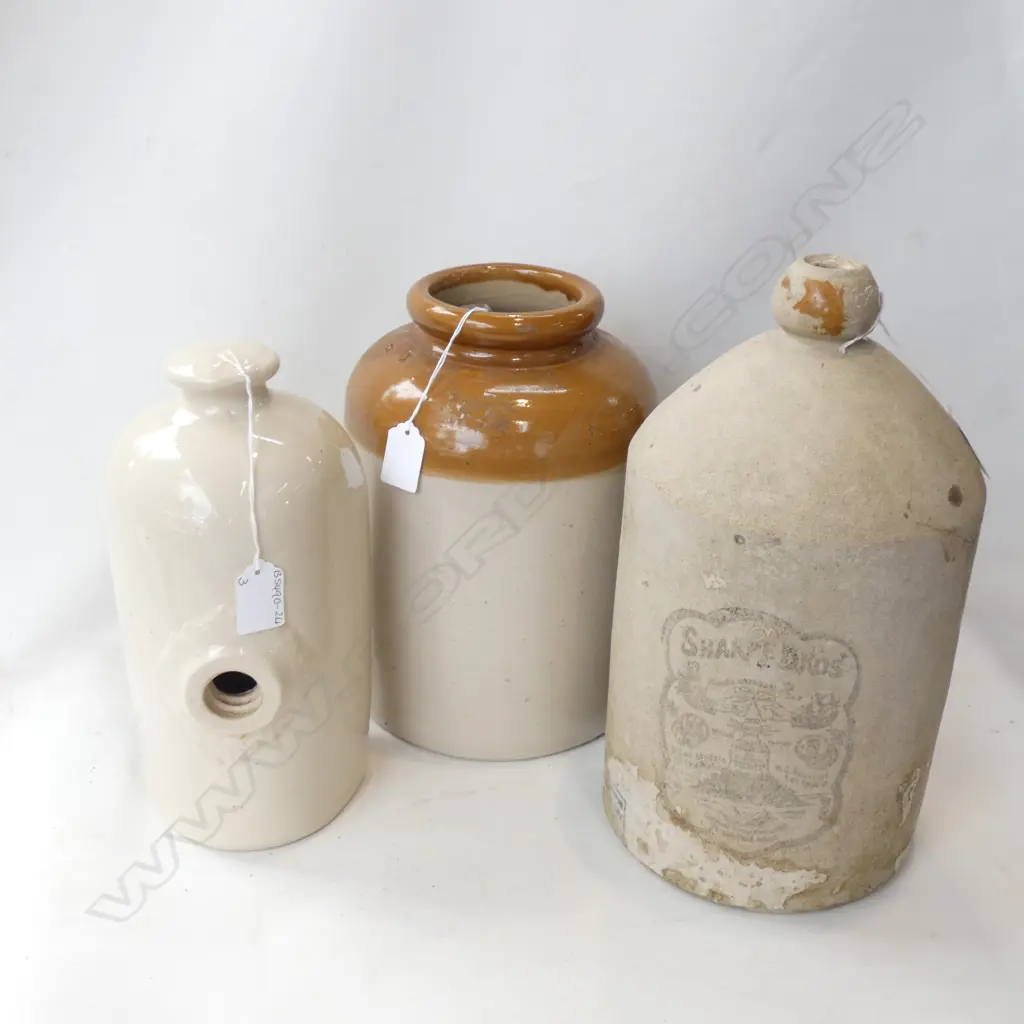 3 OLD POTTERY / STONEWARE CROCKS - LARGEST H. 430MM Image 1++