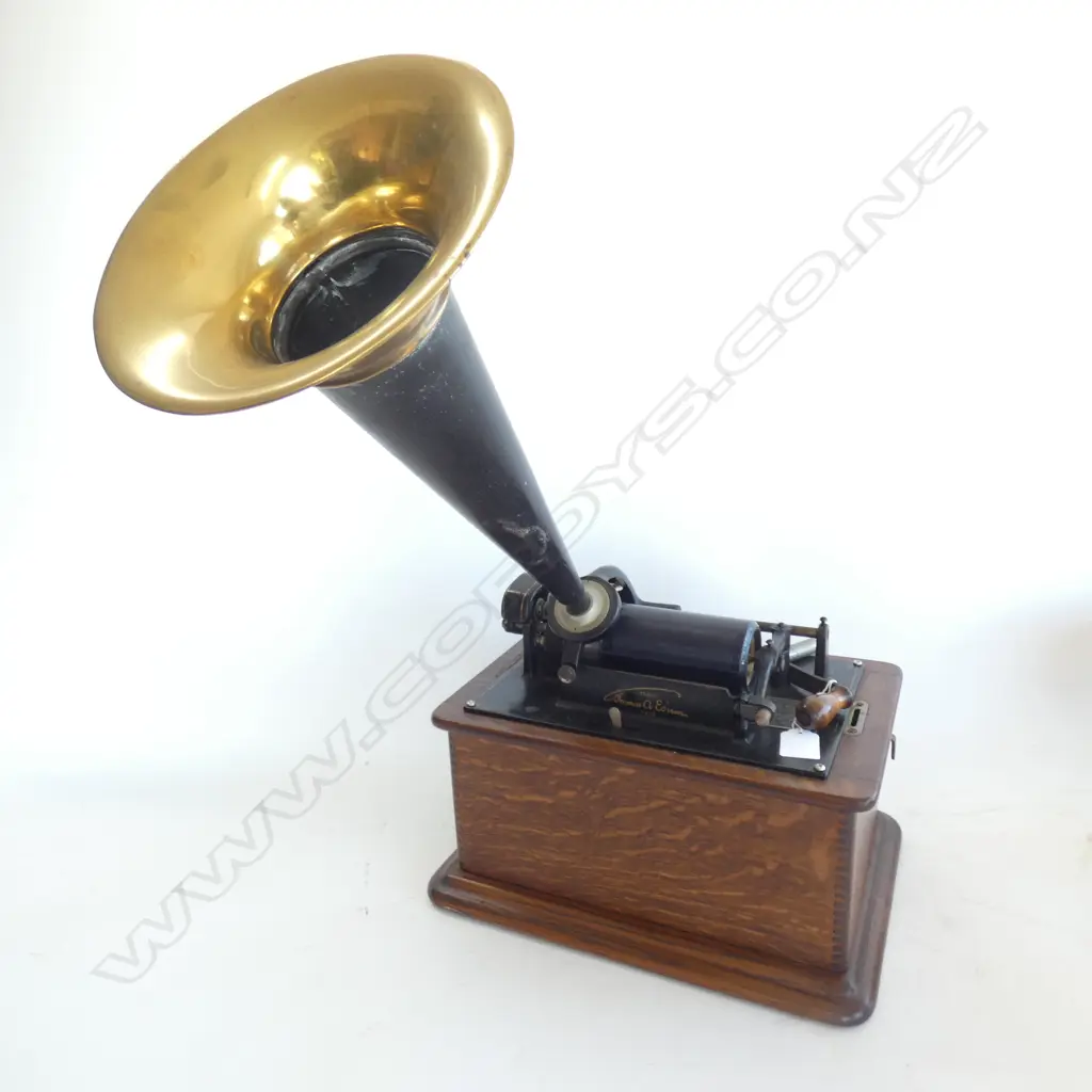 THOMAS EDISON 'STANDARD' PHONOGRAPH & HORN W.330mm Image 1++