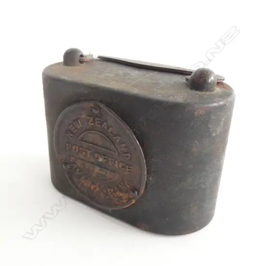 OLD NZ POST OFFICE METAL SAVINGS BANK L 100MM AGE WEAR