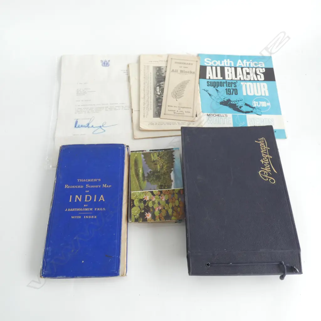 1950s NZ PHOTO ALBUM, OLD POSTCARDS, MAP OF INDIA ETC Image 1++