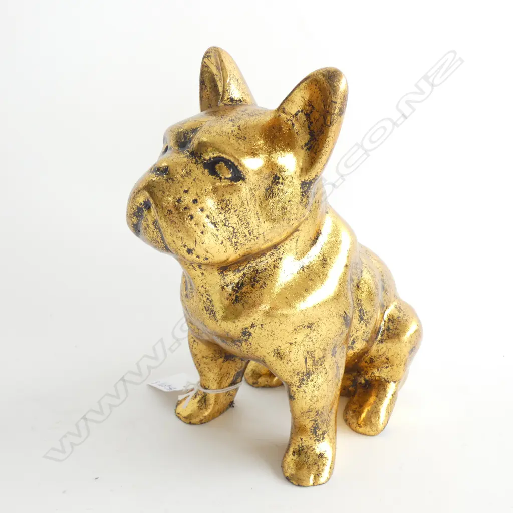 GILDED RESIN BULL DOG H.195mm Image 1++