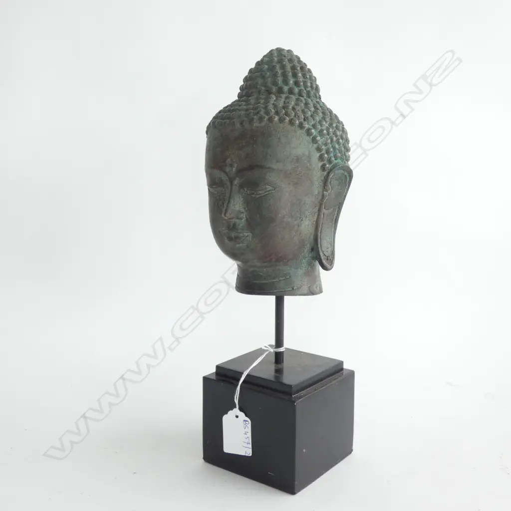 BRONZE BUDDHA HEAD ON STAND H.330mm Image 1++