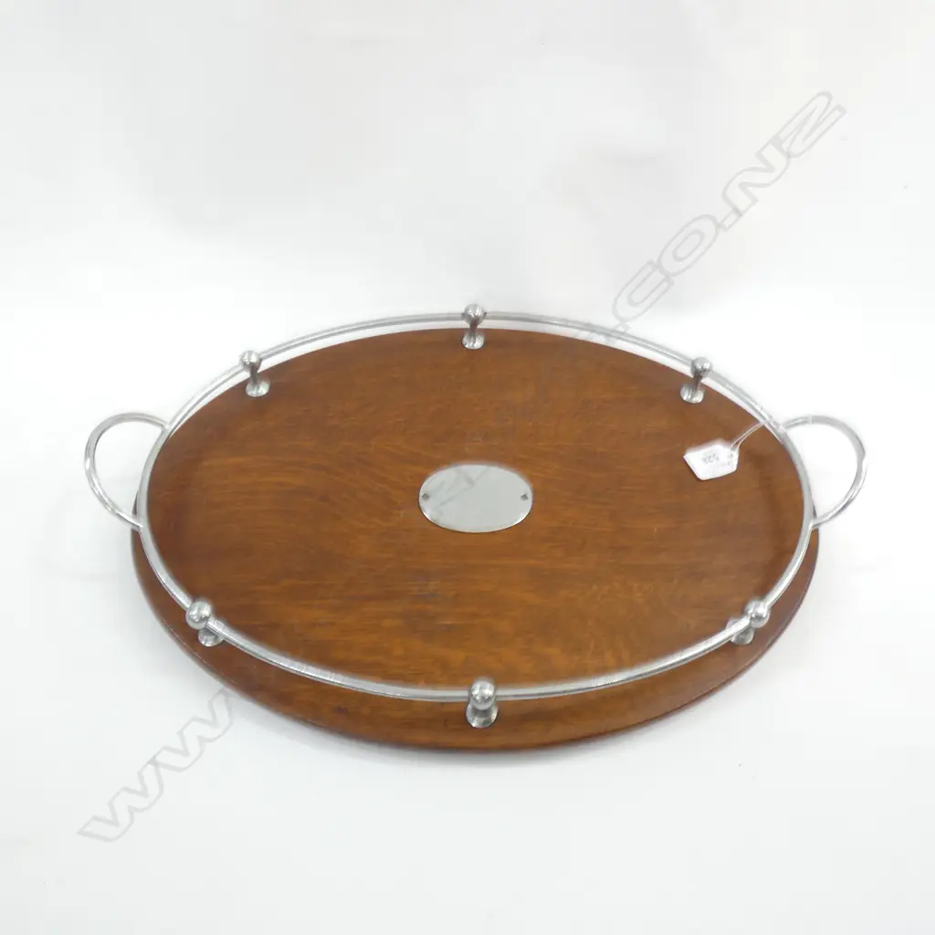 DECO OAK & CHROME BREAKFAST TRAY L 455MM Image 1++