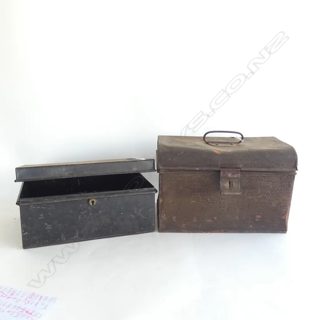 2 OLD TIN DOCUMENT BOXES Image 1++