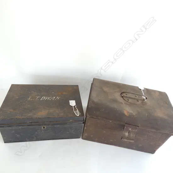 2 OLD TIN DOCUMENT BOXES
