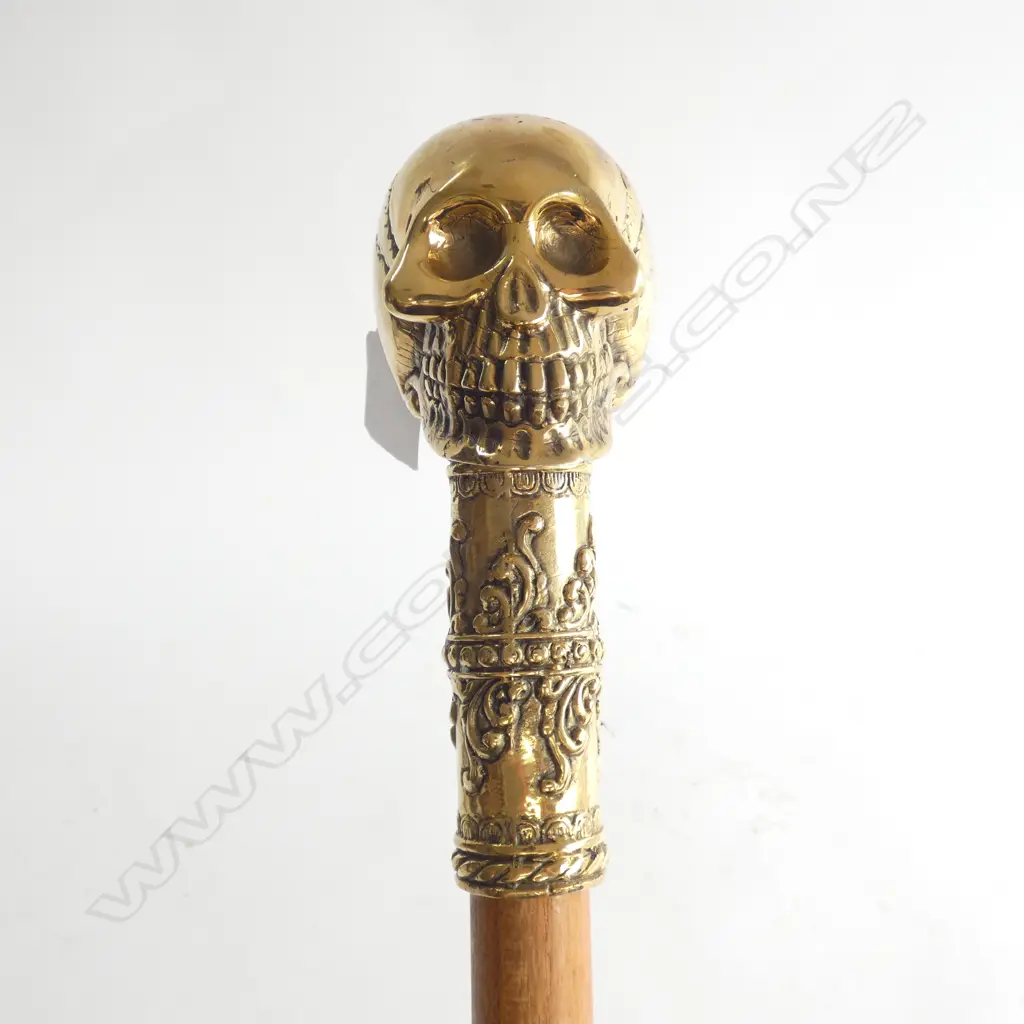 BRASS SKULL WALKING STICK L.955mm Image 1++