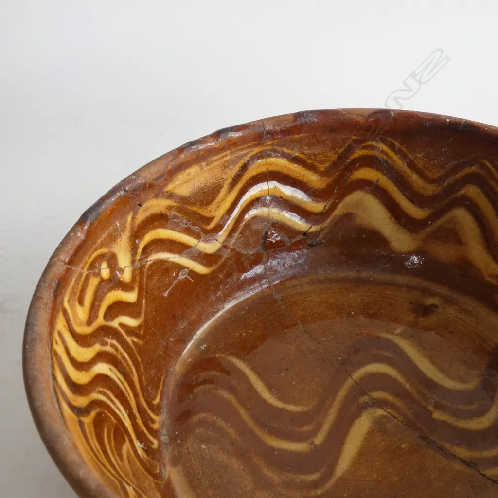 4 STUDIO POTTERY BOWLS; 2 SLIPWARE (1 AF) 215mm dia Image 1++