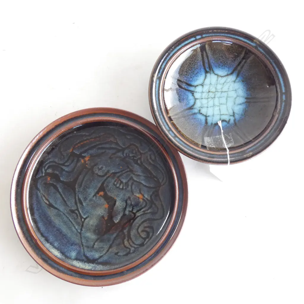 BLUE CHUN GLAZE BOWL + BLUE NUDE WOMAN PLATE 240mm dia Image 1++