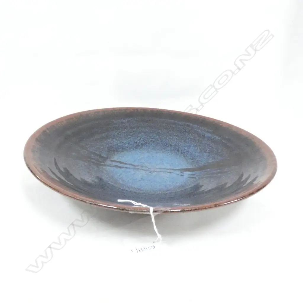 STUDIO POTTERY BOWL TENMOKU & CHUN GLAZE 310mm dia Image 1++