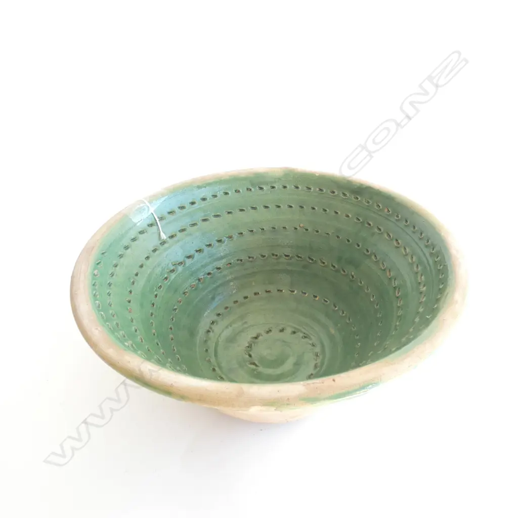 LARGE GREEN GLAZED TERRACOTTA BOWL 340mm dia Image 1++