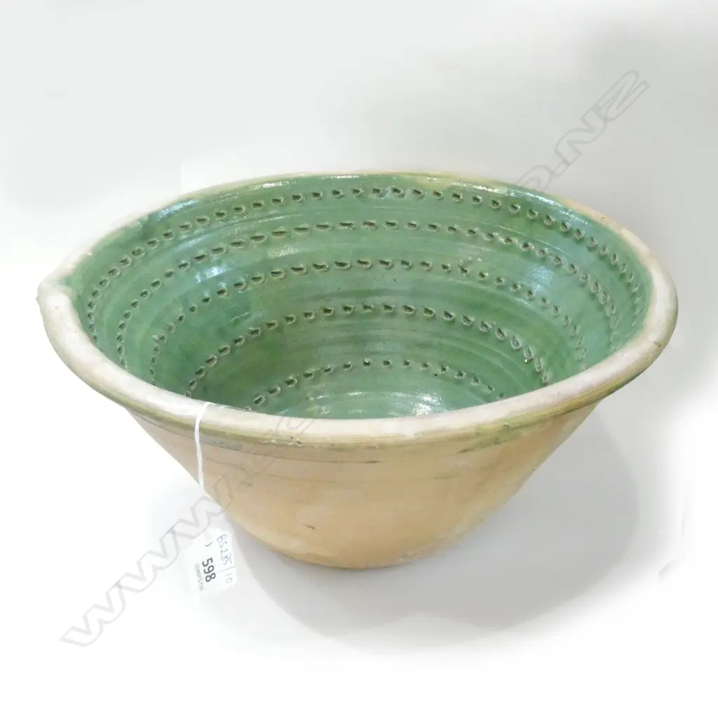 LARGE GREEN GLAZED TERRACOTTA BOWL 340mm dia Image 1++