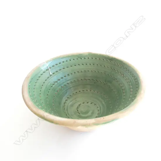 LARGE GREEN GLAZED TERRACOTTA BOWL 340mm dia