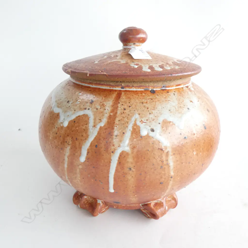 LARGE STUDIO POTTERY LIDDED JAR H.240mm Image 1++