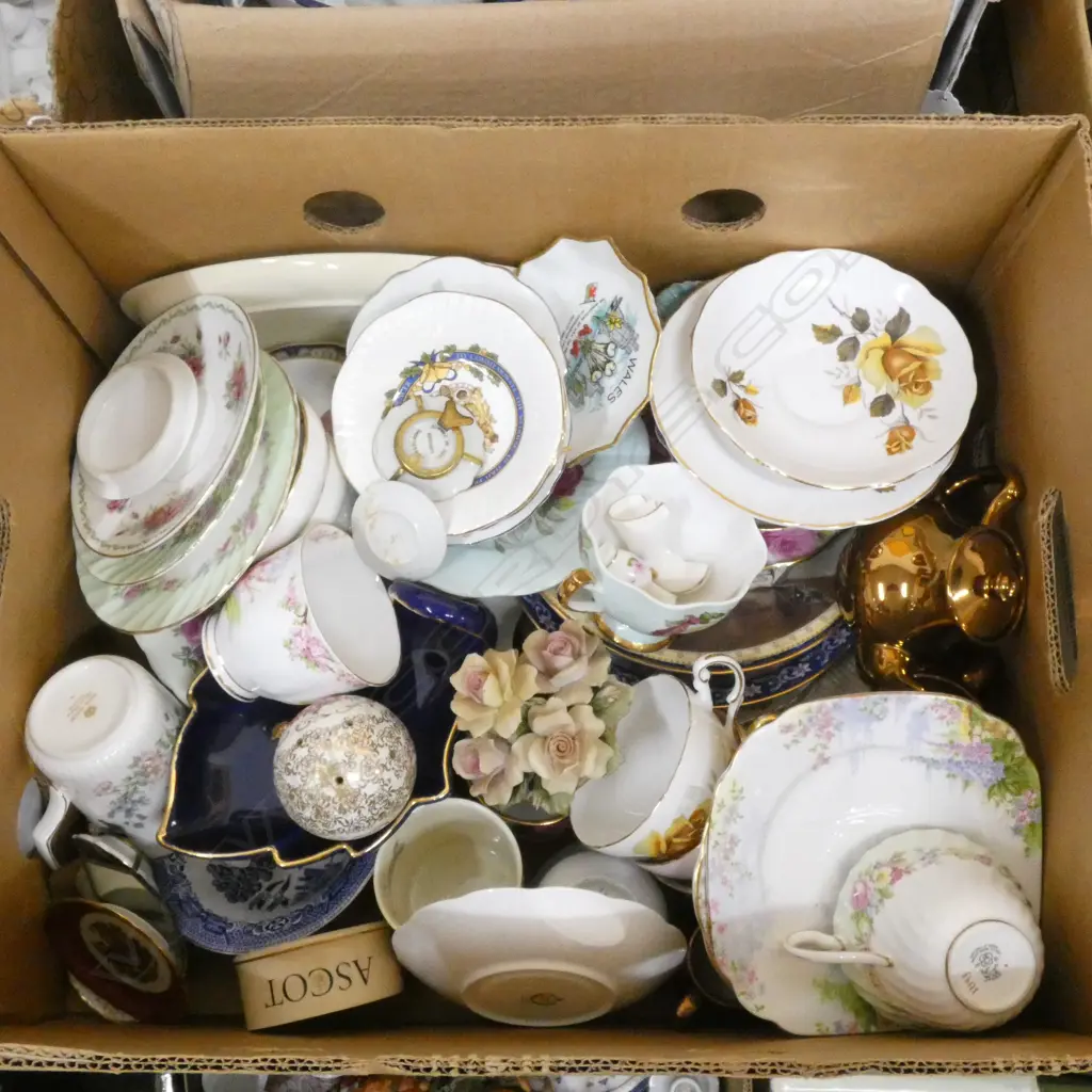 BOX LOT ASST. CHINA & CRYSTAL  Image 1++