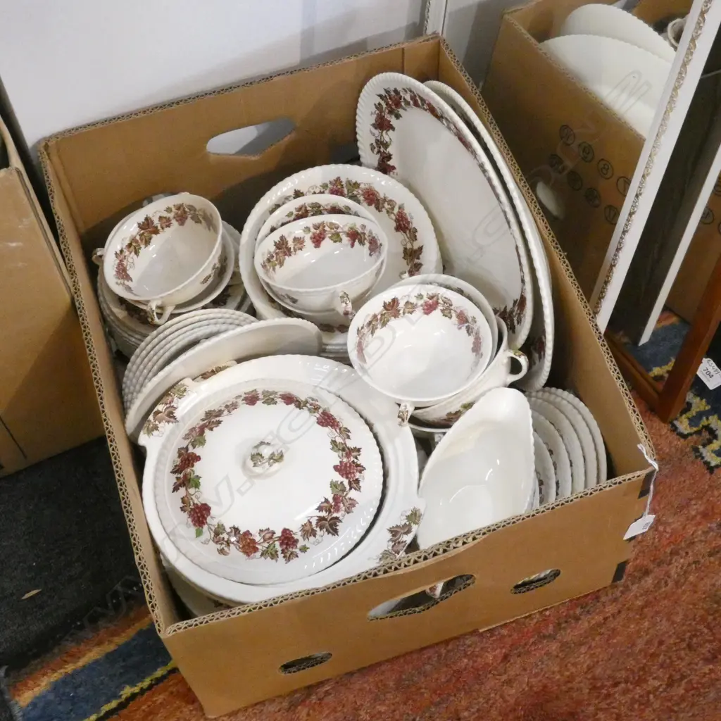  BOX LOT JOHNSON BROS. 'EMPIRE GRAPE' DINNER SERVICE  Image 1++