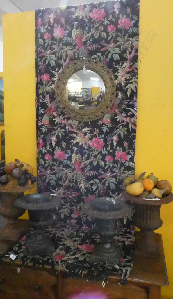 LARGE BLACK COTTON BLANKET PINK FLORAL DESIGN Image 1++