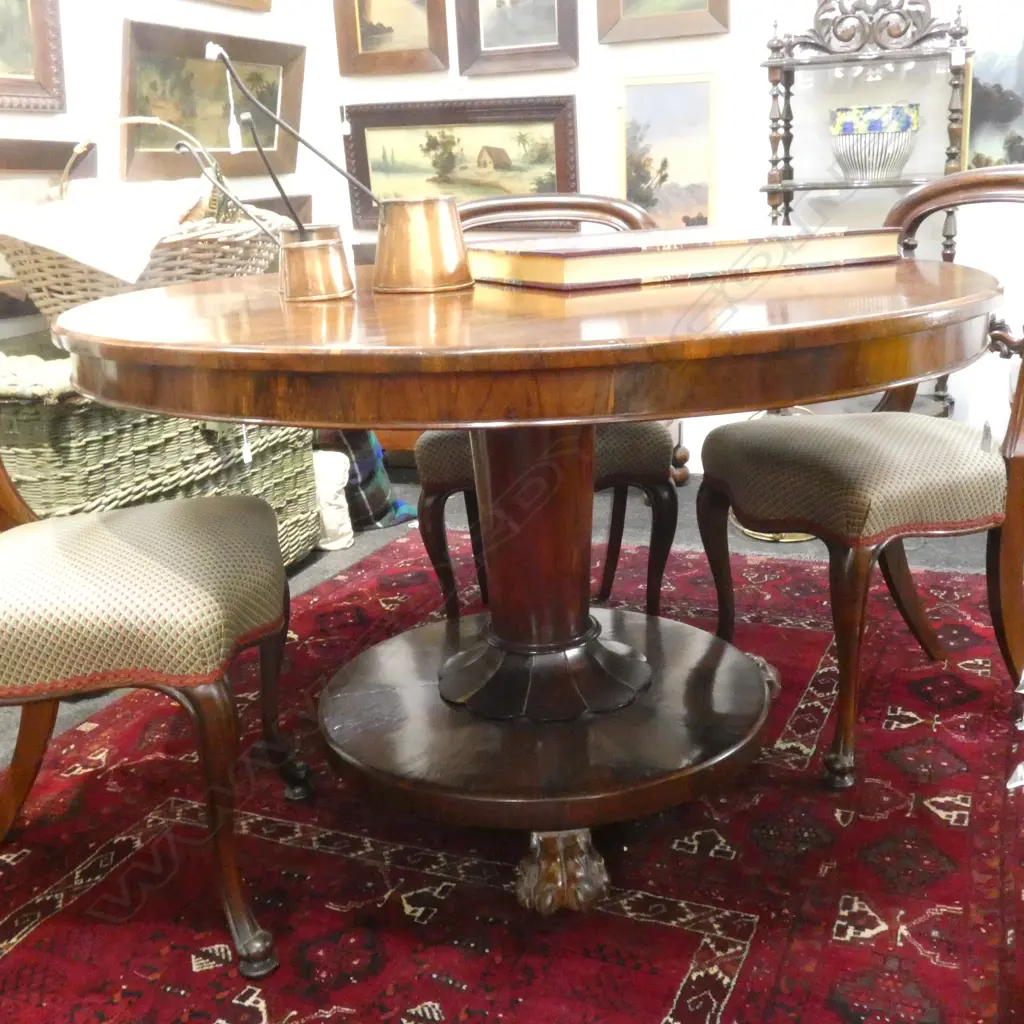 ANTIQUE WILLIAM IV ROSEWOOD TABLE 1200mm dia Image 1++