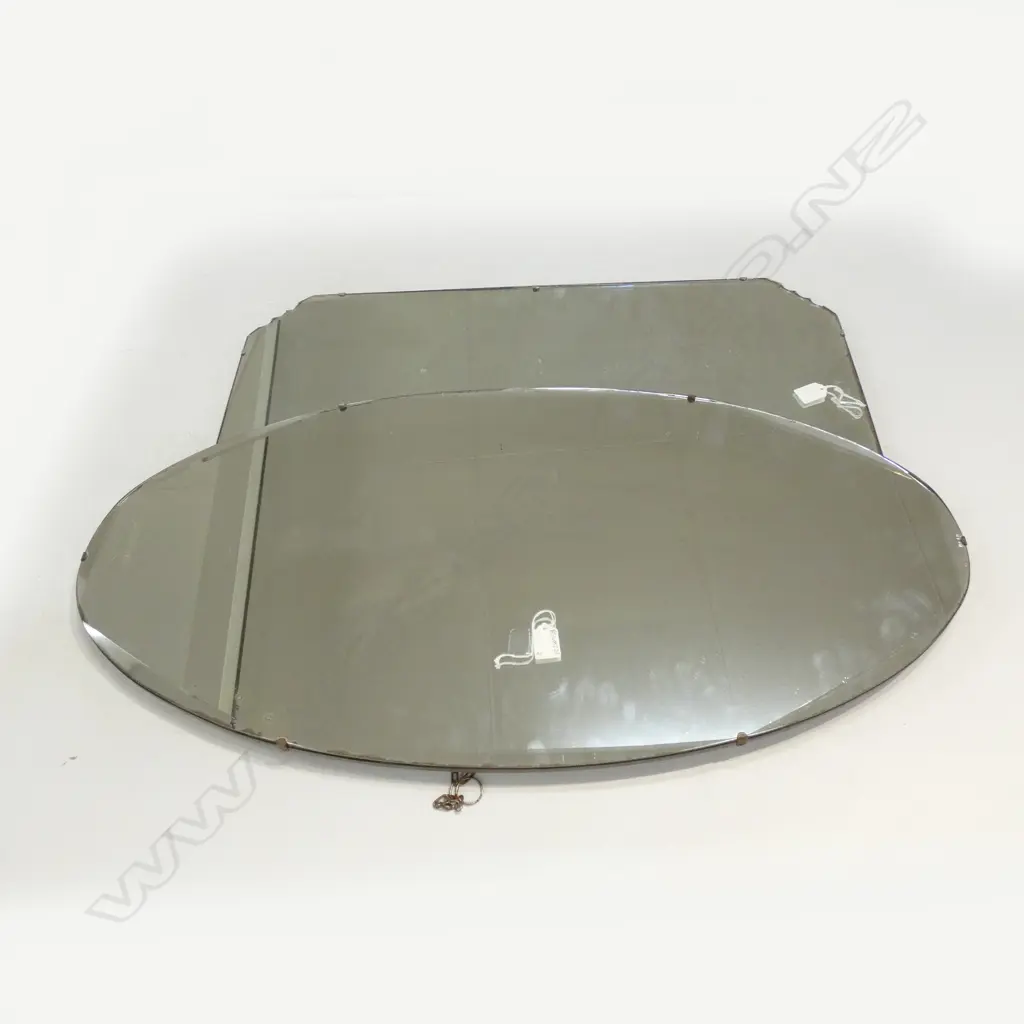 2 LARGE DECO BEVELLED MIRRORS; OVAL 910x460mm & RECTANGULAR 760x450mm Image 1++