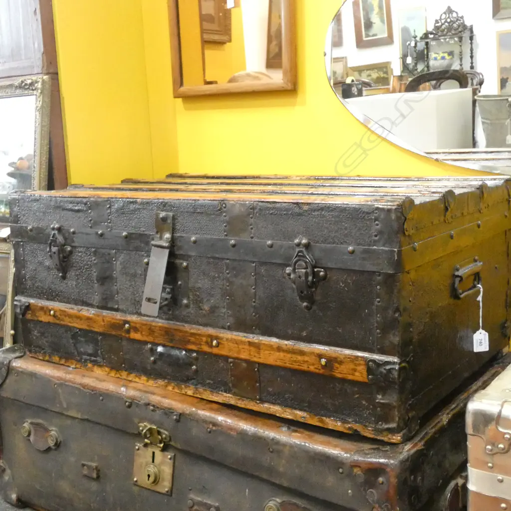 VINTAGE STEAMER TRUNK L.850mm Image 1++