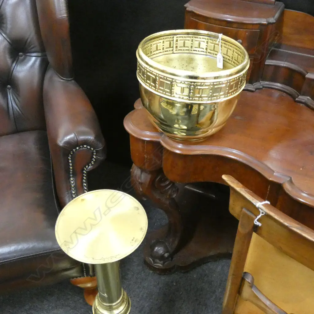 BRASS JARDINERE ON STAND H.920mm Image 1++