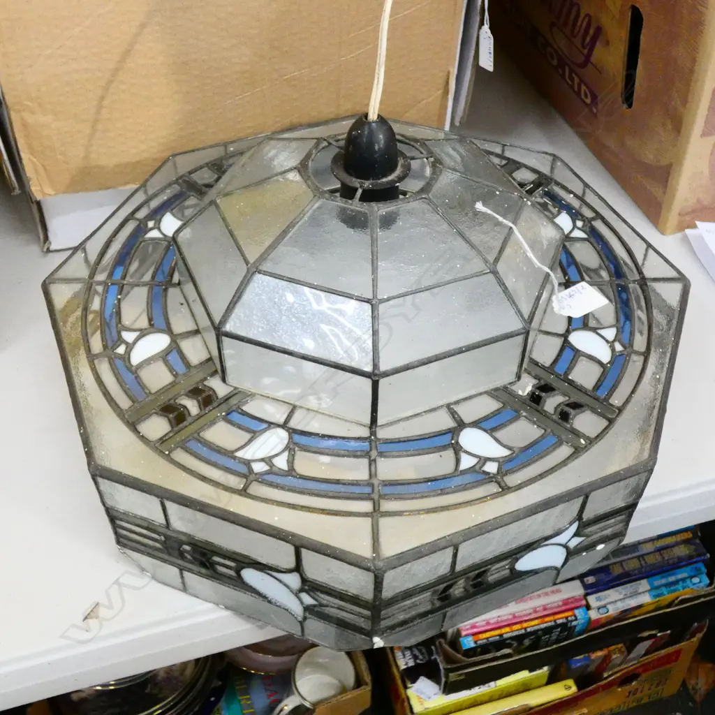 OCTAGONAL LEAD LIGHT LAMP SHADE AF 410mm dia Image 1++