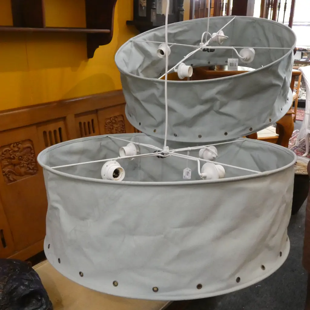 PR MODERN GREEN CANVAS LIGHT SHADES 700mm dia Image 1++