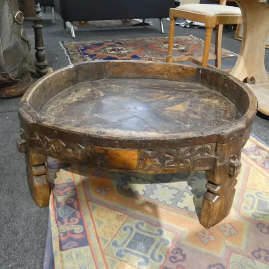 LOW MOROCCAN CARVED WOODEN TABLE...