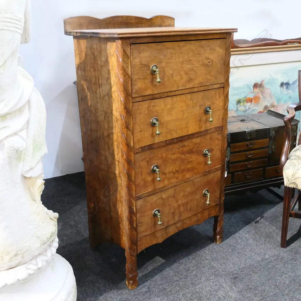 VINTAGE RIMU CHAPMAN-TAYLOR 4 DRAWER CHEST, 630 X 470 X 1115MM Image 1++
