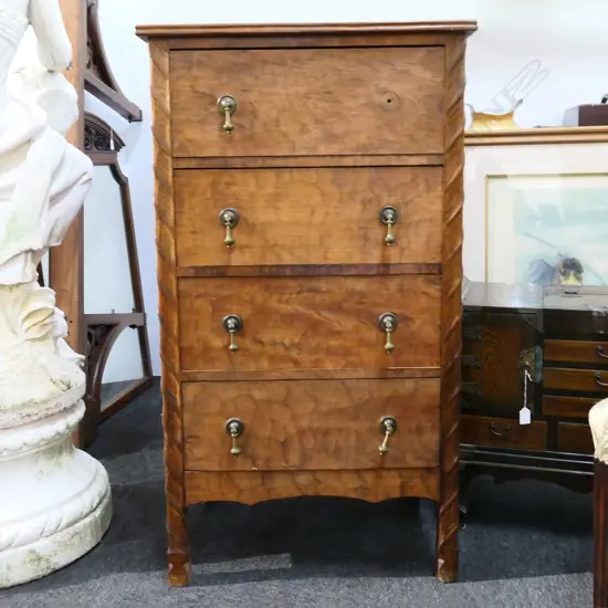 VINTAGE RIMU CHAPMAN-TAYLOR 4 DRAWER CHEST, 630 X 470 X 1115MM