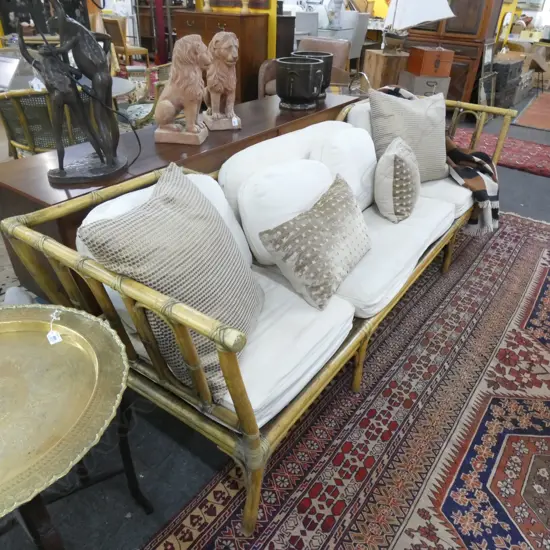 LG MCGUIRE CANE SOFA - NEEDS REWEBBING & NEW CUSHIONS L 2400MM