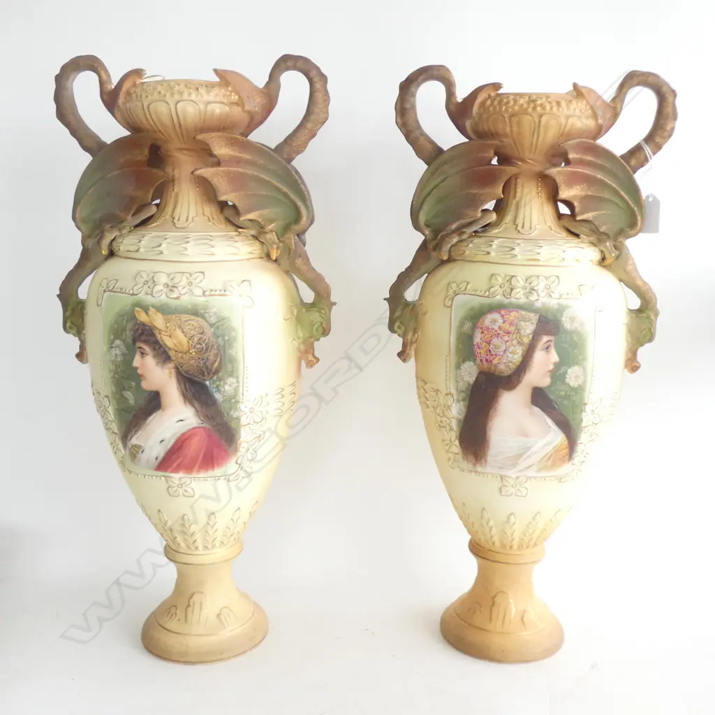 PAIR OF AUSTRIAN ART NOUVEAU VASES H.550mm Image 1++