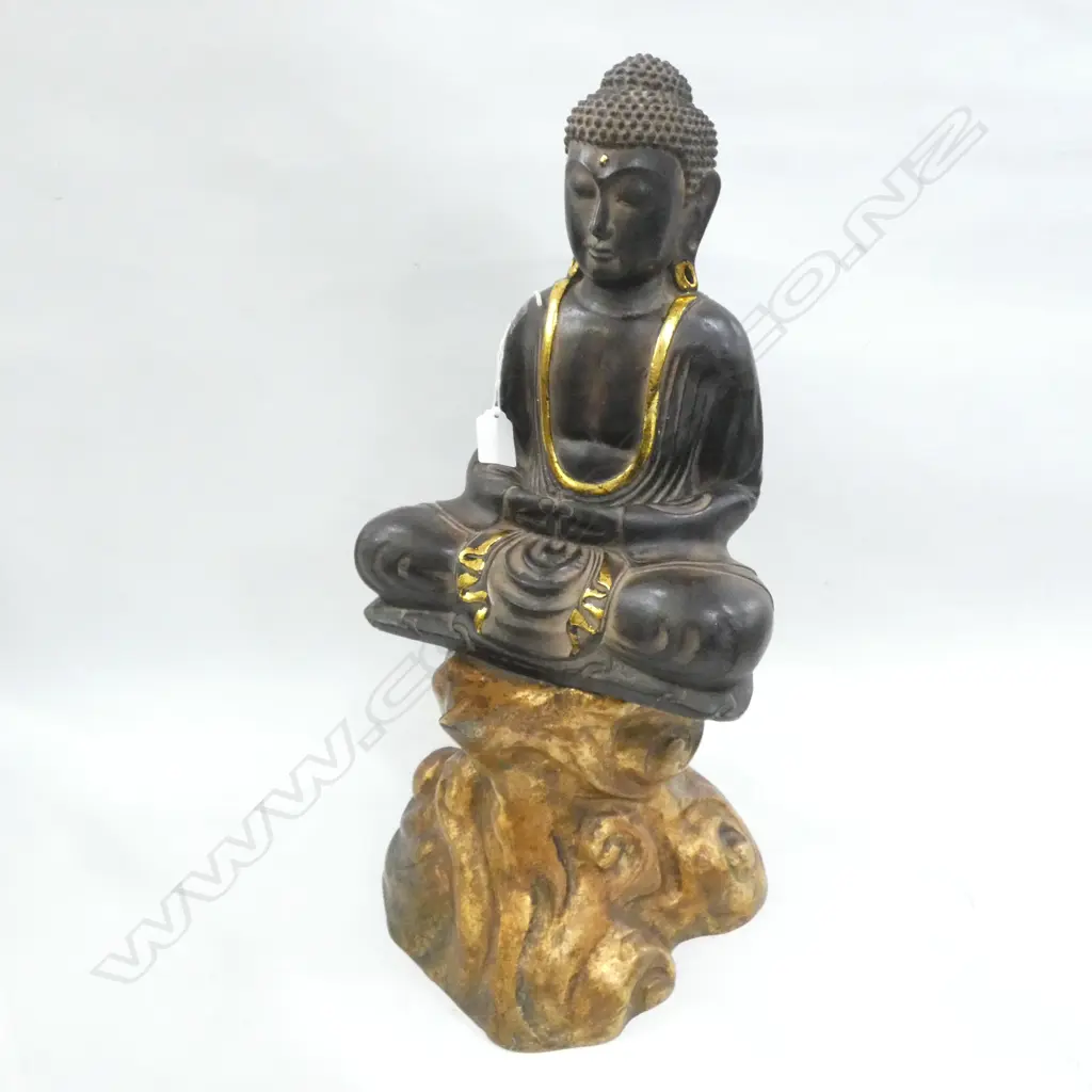 STATUE OF BUDDHA w. GILDED METAL BASE H.500mm Image 1++