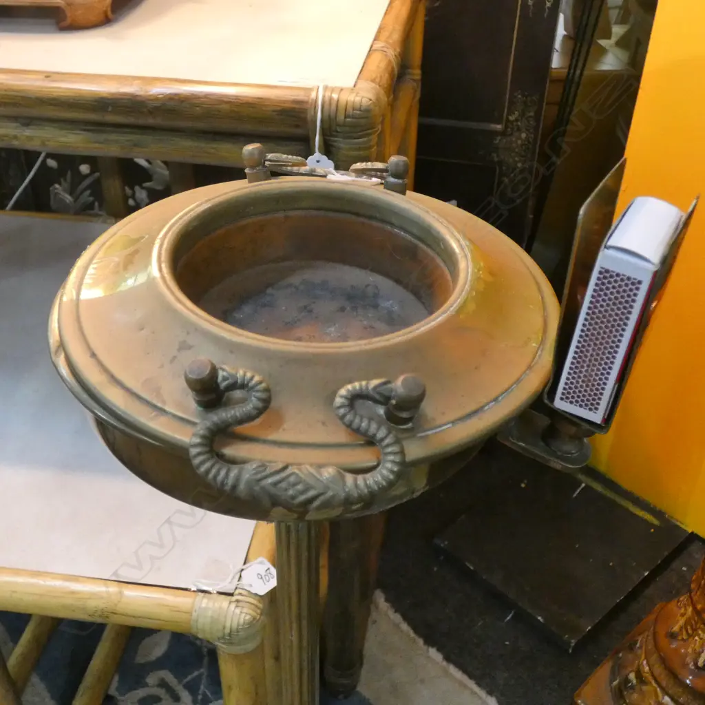 BRASS FLOOR ASHTRAY WITH MATCH BOX HOLDER H. 850MM Image 1++