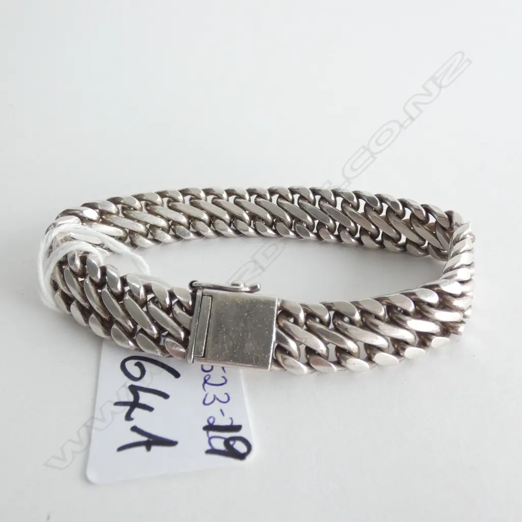 HEAVY LINK SILVER BRACELET 67.57gm Image 1++