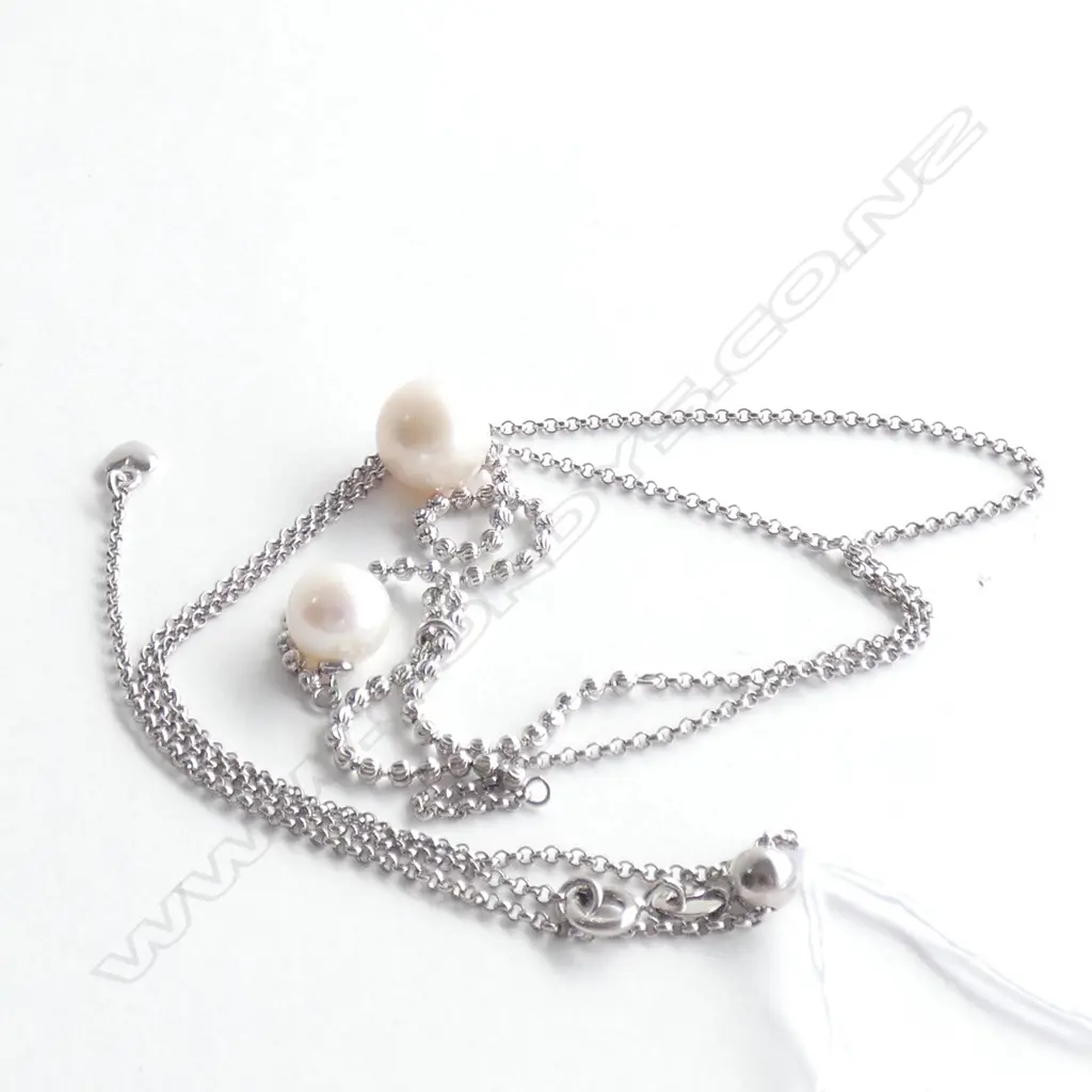 SILVER & TWIN CULTURED PEARL FINE NECKLACE  Image 1++